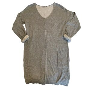 Dalia Heather Gray V-Neck Sweater Dress Sz M